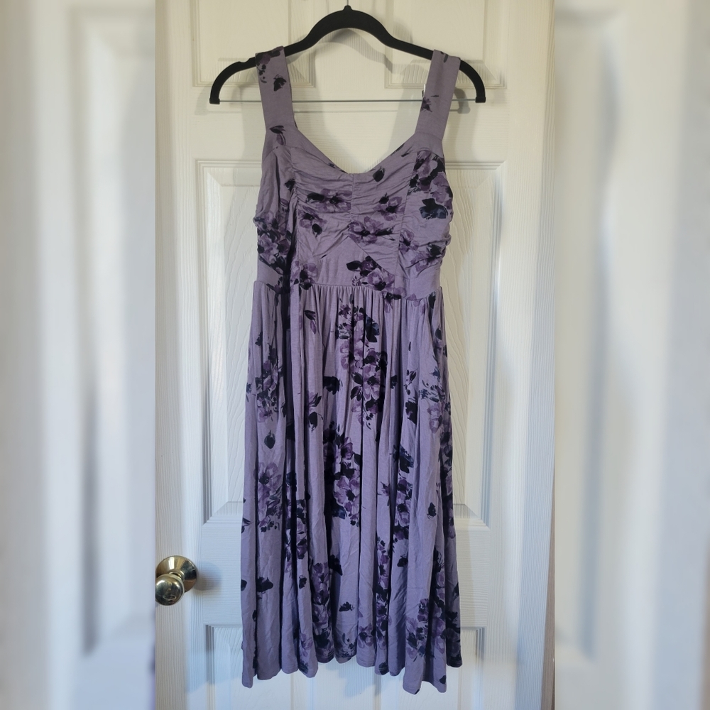 Purple Floral Dress Super Soft Knit